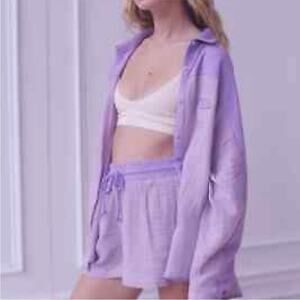 Out From Under Purple Gauzy Long Sleeve Button Down Sz S